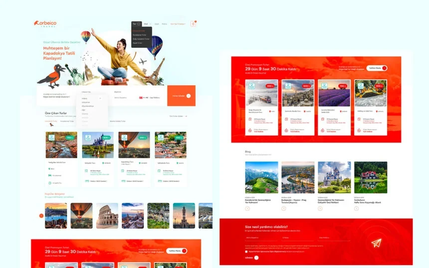 Corbieco Travel web sitesi genel g&ouml;r&uuml;n&uuml;m