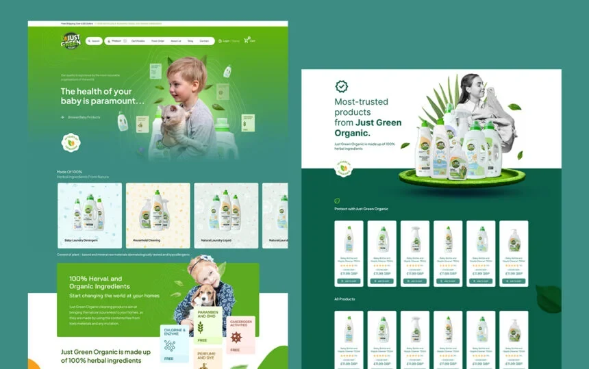 Just Green Organic web sitesi genel g&ouml;r&uuml;n&uuml;m