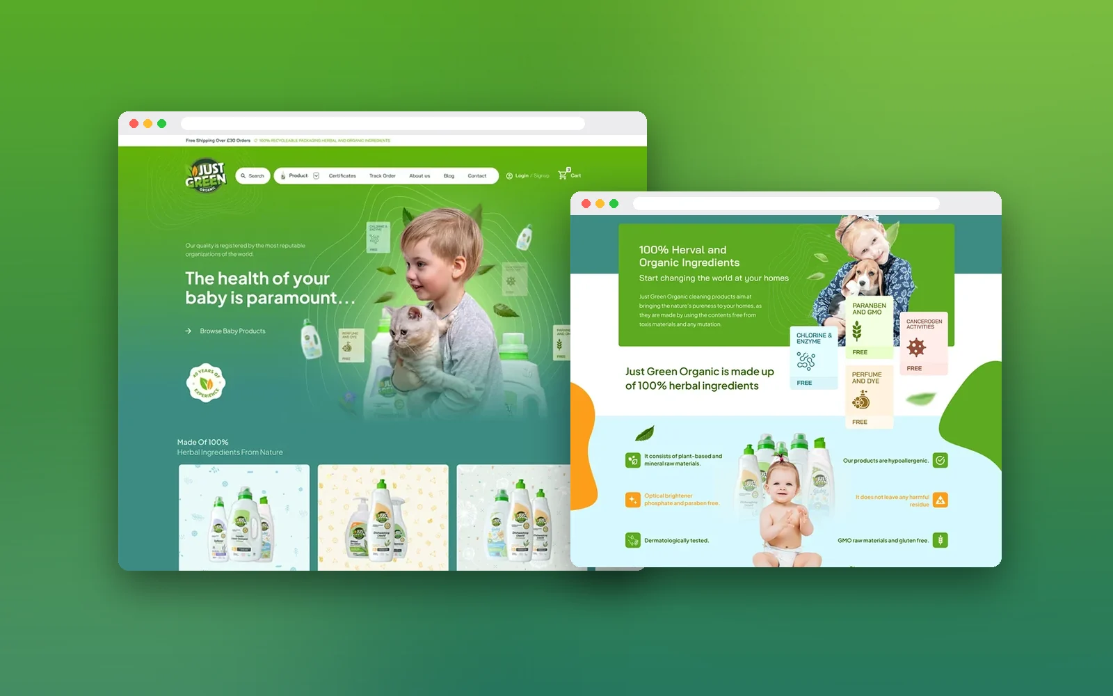 Just Green Organic web design